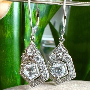 Sterling CZ Pavé set Dangle Earrings
